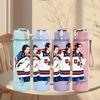 1PC Hockey Player Athlete 750ml Sports Water Bottle Leakproof Straw Lid Outdoor Office Home
