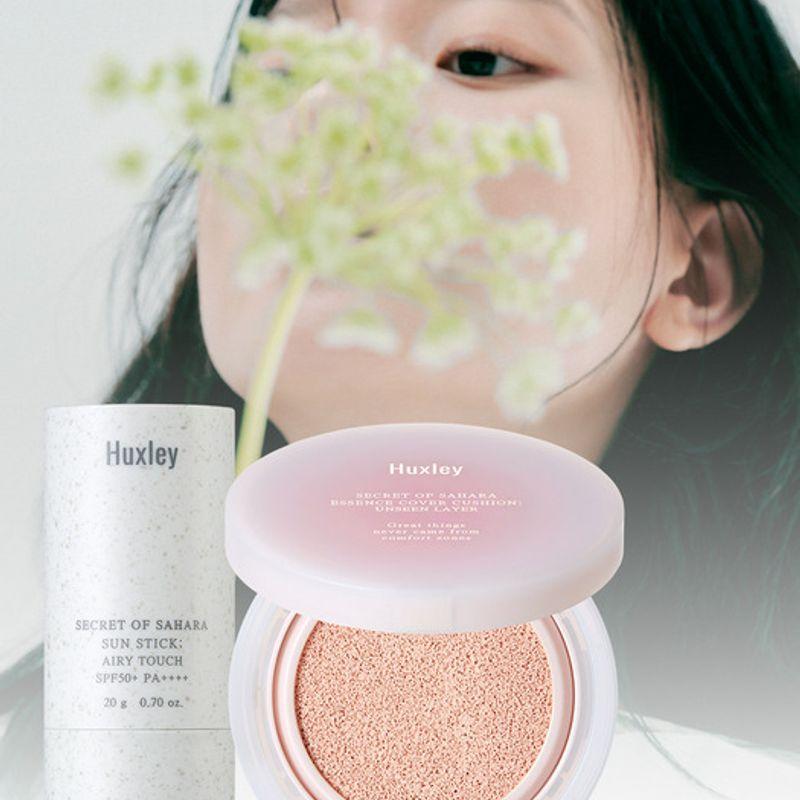 Huxley Sun Stick Airy/Watery Touch + Essence Cover Cushion Unseen Layer Sun Stick Watery Touch