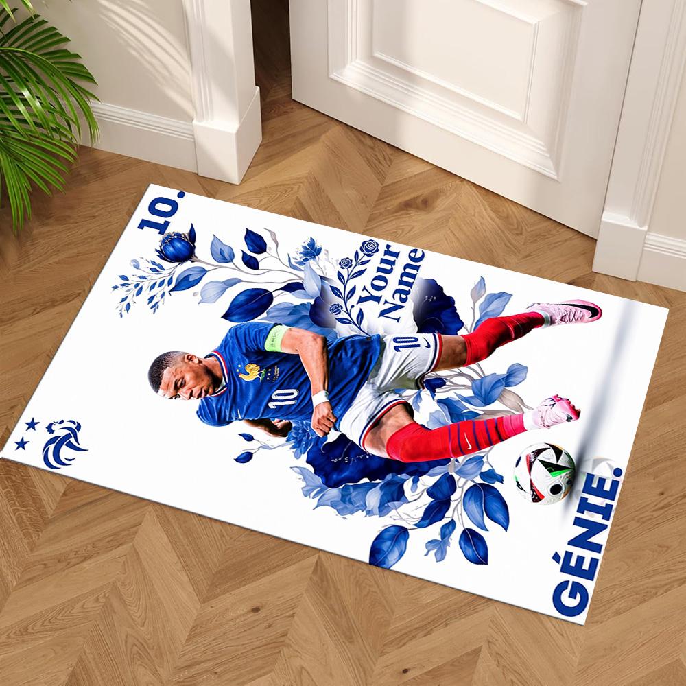 Mbappé Personalized Text Area Rug Perfect for Foyer Kitchen Balcony Dormitory Antislip Carpet Decorate Offices Birthday/Christmas Gift