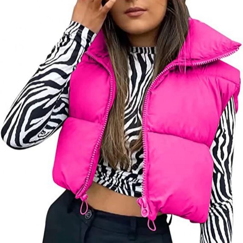 Damen Baumwoll-Steppweste mit Reißverschluss Stehkragen Streetwear Leichtgewichtige Outdoor-Camping-Weste 11 Farben