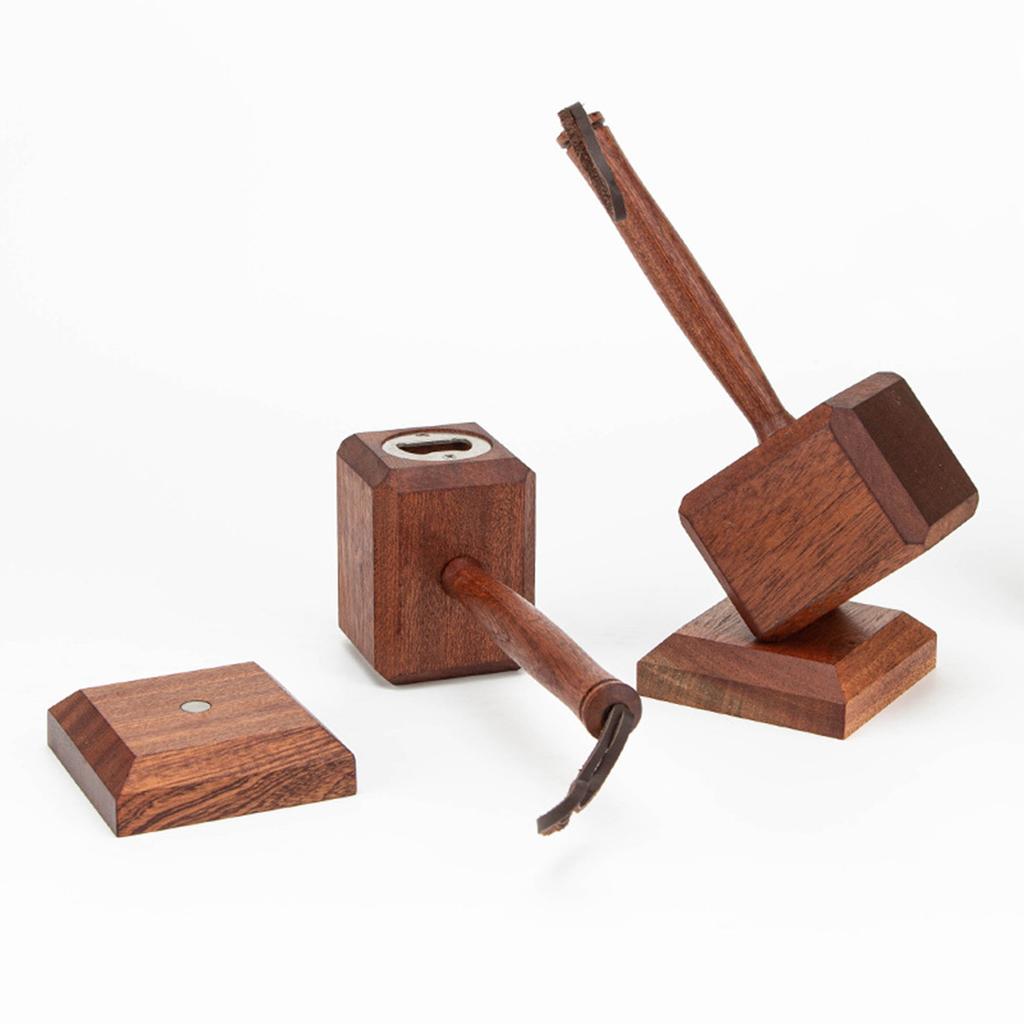 Wooden Hammer Bottle Opener with Magnetic Base, Beer Opener for Home Bar