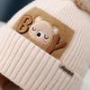 Autumn/Winter Children's Bear Knit Hat & Scarf Set - Warm Cotton for Boys & Girls