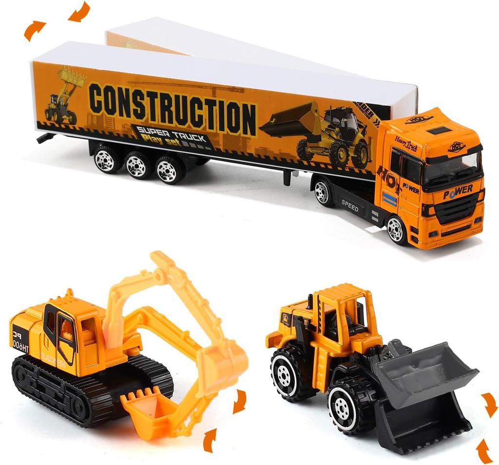 La Gacela Construction Vehicle 1 Storage 11 Mini Car Alloy DIY Working Pull Back Car Construction Work Indoor Birthday Gift Set, Car, Set, Car, Car,