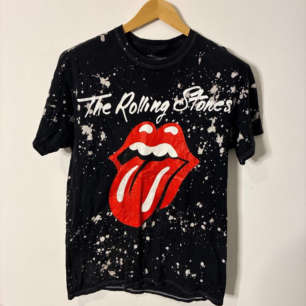 The Rolling Stones Shirt Herren Klein / Mittel Schwarz Bleichspritzer Rockband