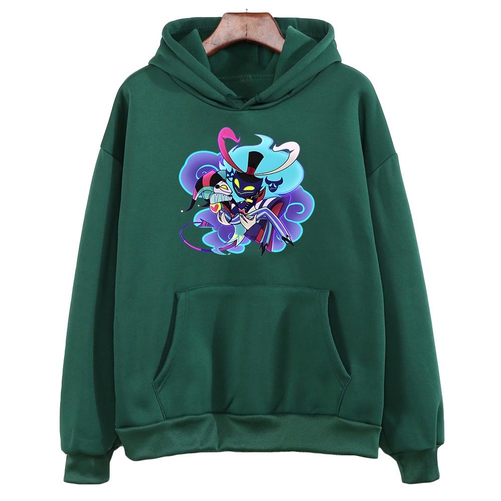 Anime potisk s kapucí Helluva Boss Pohodlné mikiny manga Kreslený potisk Roztomilé oblečení s kapucí Sudaderas Harajuku Kawaii Hoody