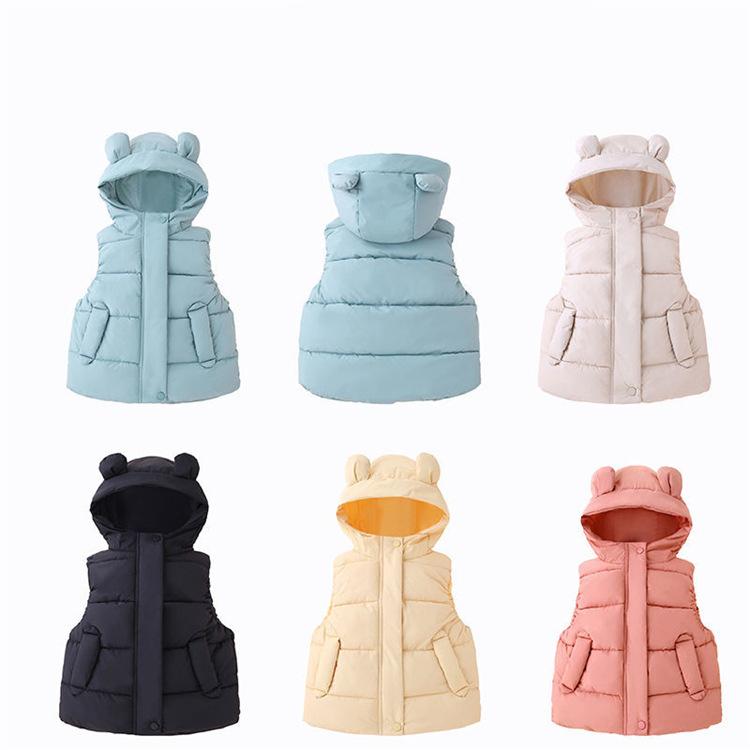 Mode Jungen Mädchen Kapuzen Warme Daunenwesten Herbst Winter Kinder Baby Jacke Kinder Reißverschluss Westen