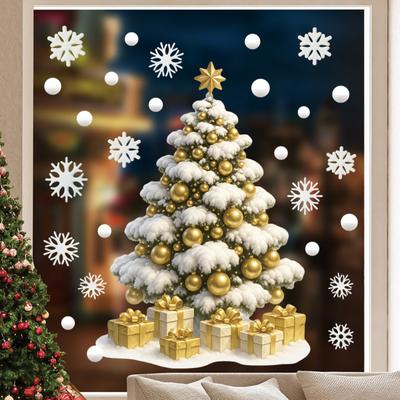 Kerstversieringen Vakantiefeestdecoratie Raamstickers Pvc Statische Stickers Raamdecoraties
