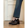 Sheepskin version~ British style leather high-heeled loafers women's one-pedal retro versatile commuter shoes, silent small leather shoes