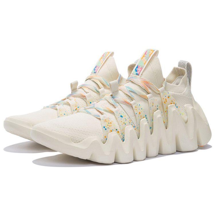 Li Ning Illusion Thorn Cushioning Slip Resistant Abrasion Resistant Breathable Low Top Casual Shoes Men's White AZGS031-3