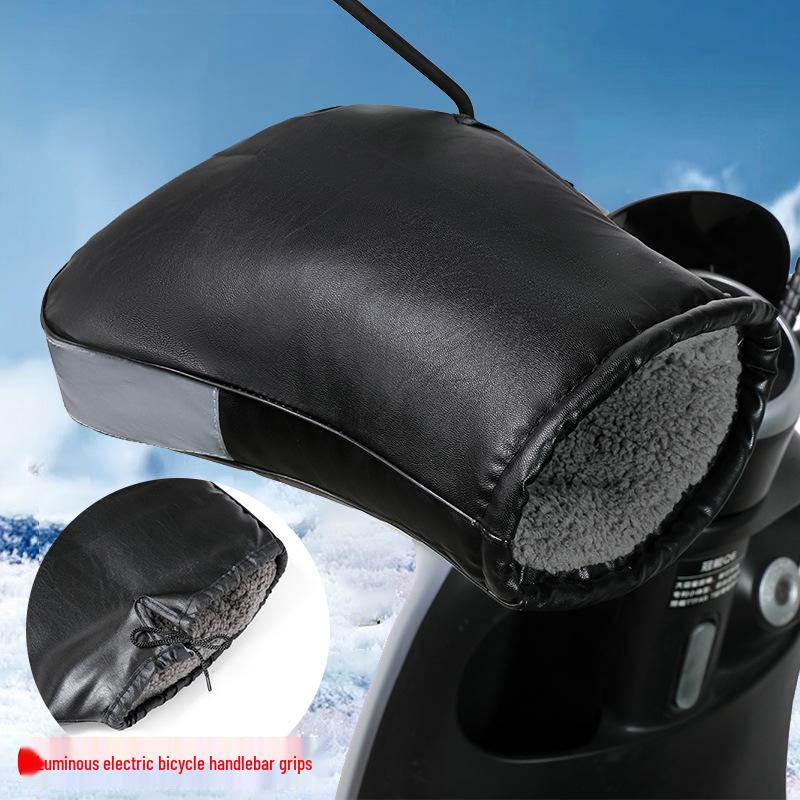Winter Warm Waterproof Electric Vehicle Handlebar Cover Gloves - Cold-Proof, Windproof, Thickened Handguards for Motorcycles and Tricycles