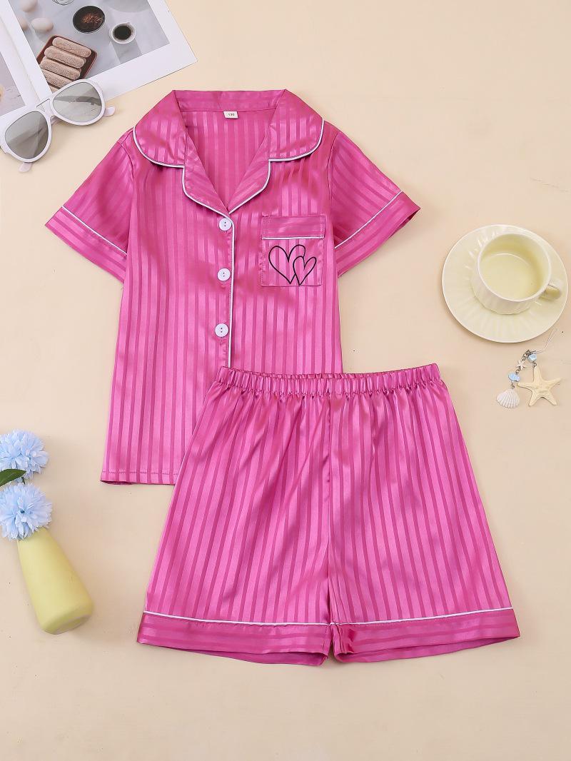 Cartoon Print Short-Sleeved Pajama Set for Girls 110