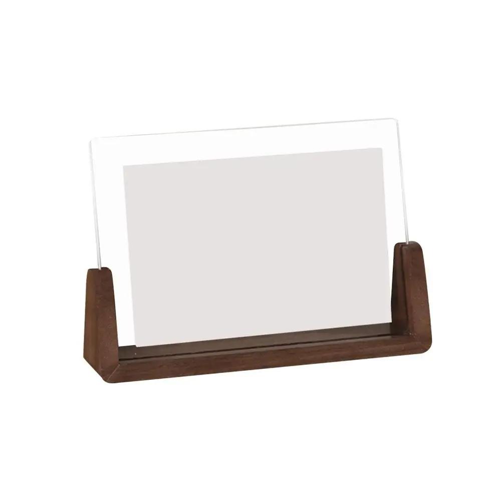 Walnut/Beech Creative Photo Frame Acrylic U Shape Transparent Frame Desktop Wood Wedding Pictures Frame Office Decor
