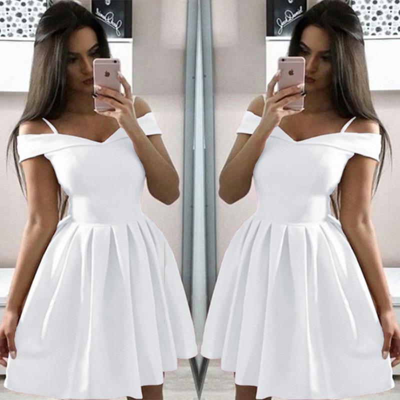 New women s clothing suspender waist pleated dress midskirt hot sexy dress S белый