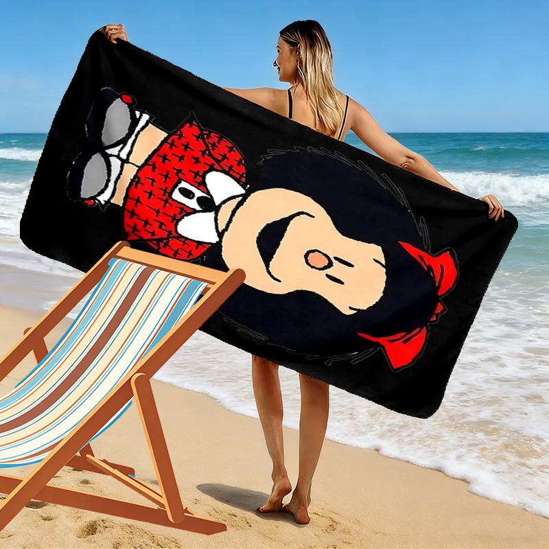 Mafalda Print Beach Towel, Large Soft Quick Dry Towel for Beach Camping Swimming