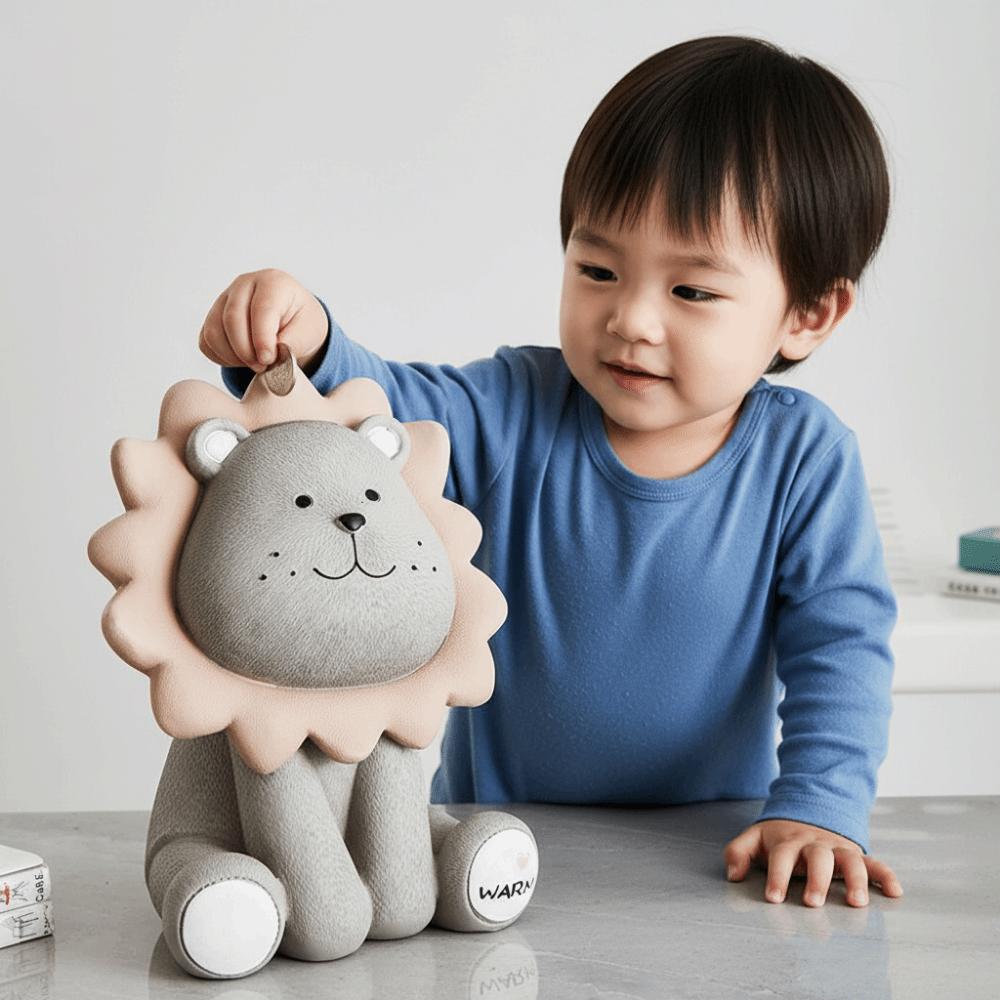 Nordic Style Lion Money Box Large Capacity Money Boxes Animal Figurines Saving Box Children Use