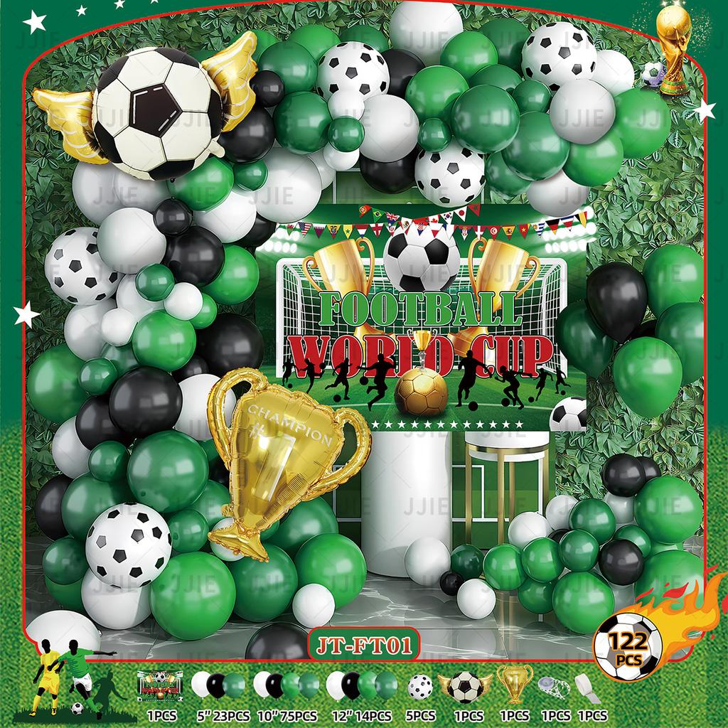 Boys Football Green Balloon Arch Birthday Football Party Decoration World Cup Themed Balloon Set