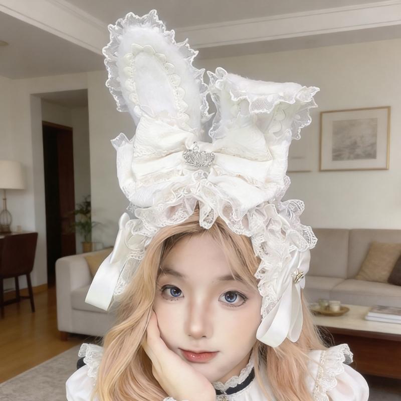 Elegant Ribbon Hair Clip Headpiece With Lace Ruffle Trim Design For Women And Girl Anime Event Gathering Hair Ornament