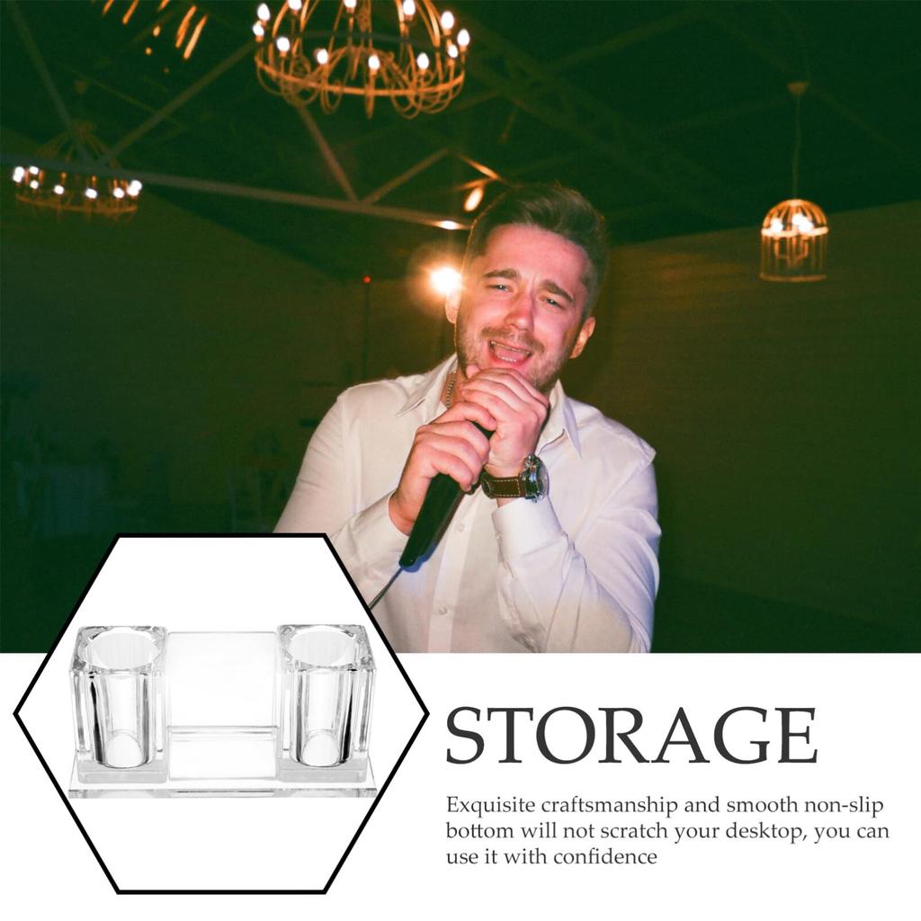 SAFIGLE Glass Microphone Stand Desktop Microphone Rack Non-slip Base Tabletop Storage Holder Home Use