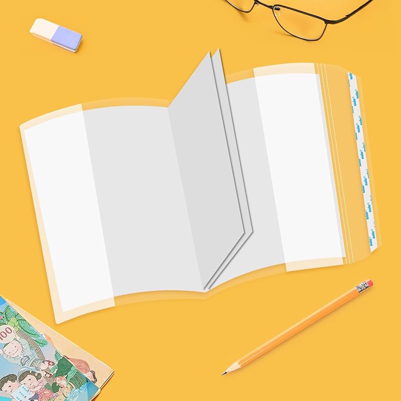 Solo Book Cover Jackets With Adjustable Flap & Sealing Tape | Pack Of 30 | Transparent Soft-Touch Protection | No Cuttin