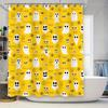 Spooky Halloween Shower CurtainFestive Ghosts Pumpkins In Yellow Creepy Decor for Your Bathtub