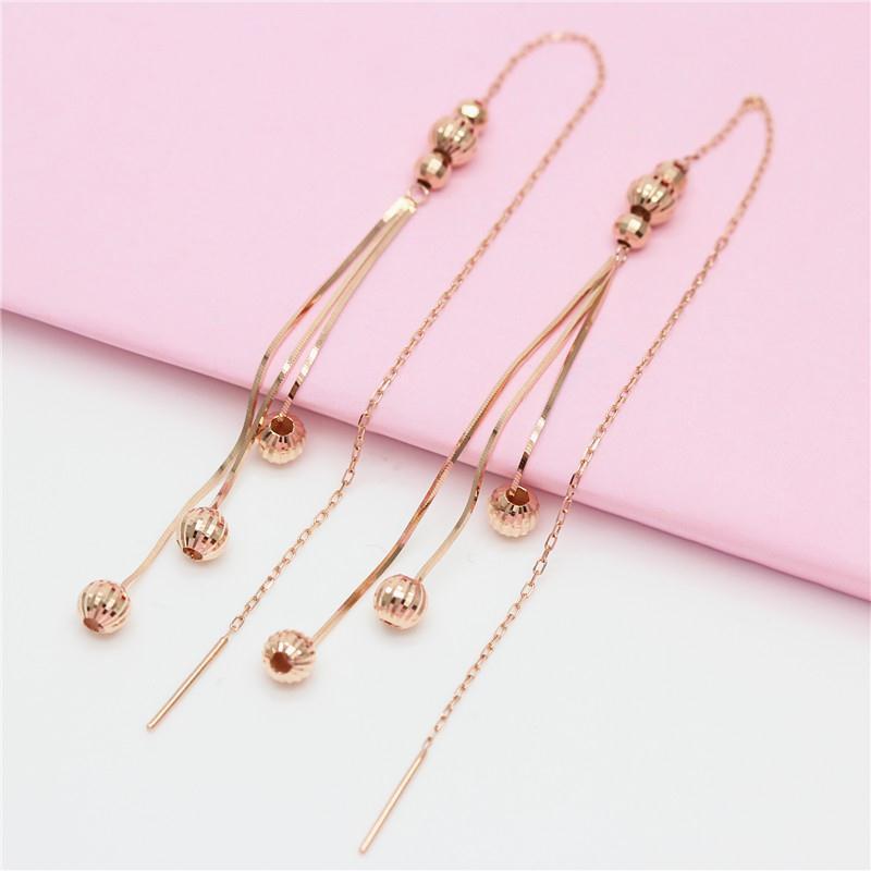 Exquisite Russian Purple Gold Fringed Lantern Ball Earrings, Exquisite Elegance, Super Fairy-Plated Rose Gold Long Earrings
