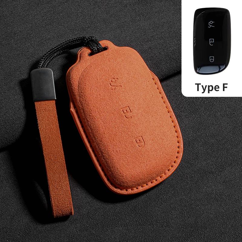 Suede Leather Car Key Case Cover for LYNK&CO LYNKCO Z20 Z10 LYNK CO 2024 Protection Cover Shell Keychain Holder Fob Accessories