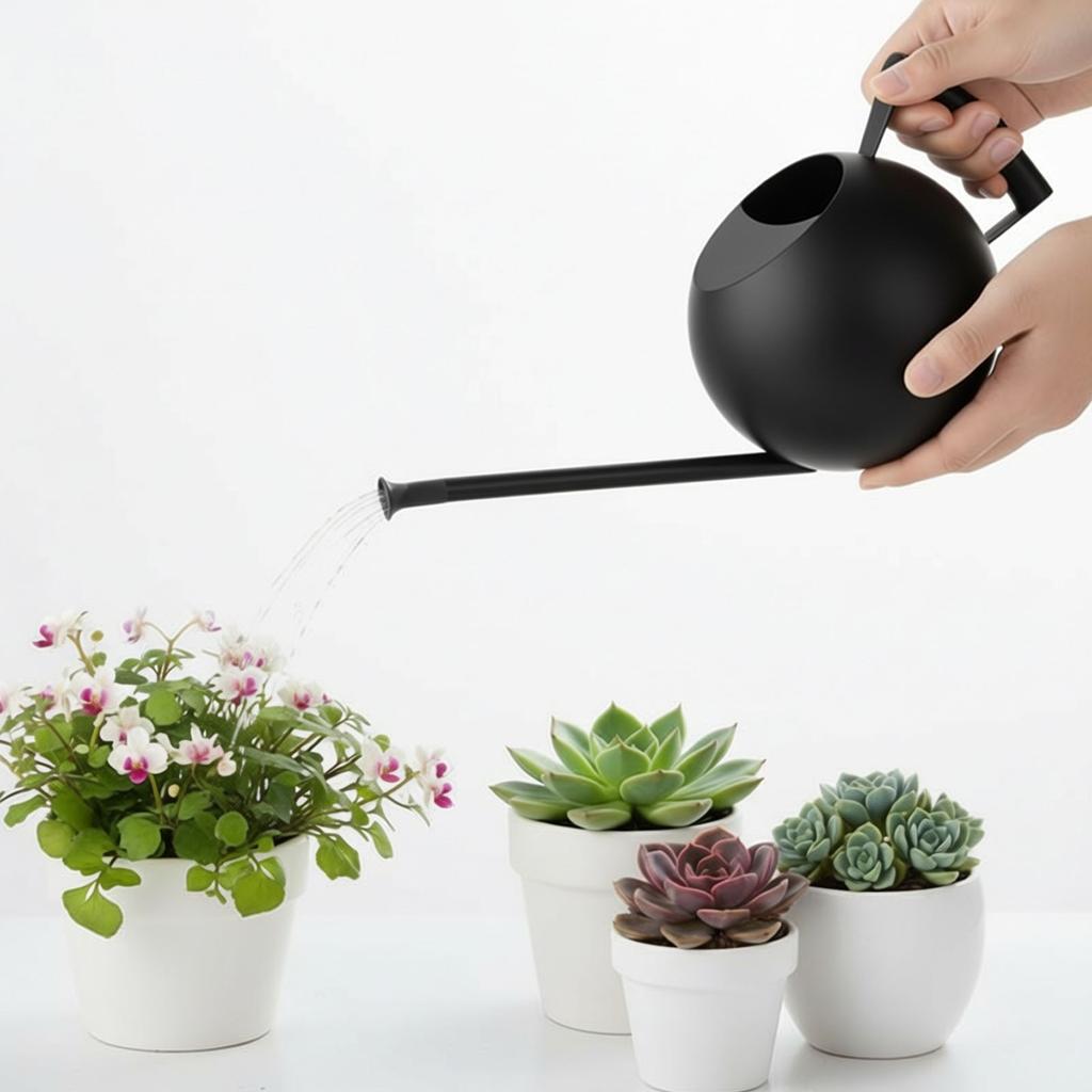 Watering Can for Outdoor Indoor Plants, Small 1000ML Stainless Steel Watering Pot with   Spout, Removable Nozzle, Metal Water Can for House Plant