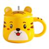 Cartoon Super Cute Little Tiger Mug Tiger Year Ceramic Water Cup with Lid and Spoon Home Office Breakfast Coffee Cup