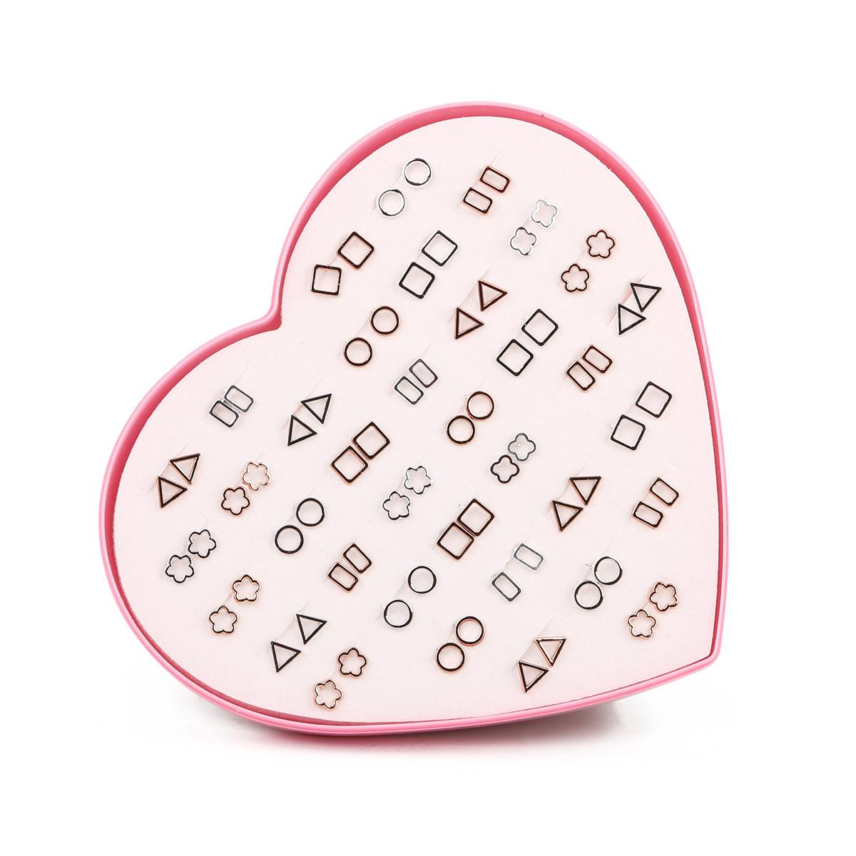 

Бокс-сет из 36 пар серег в форме сердца с несколькими неповторяющимися стилями 1 Box