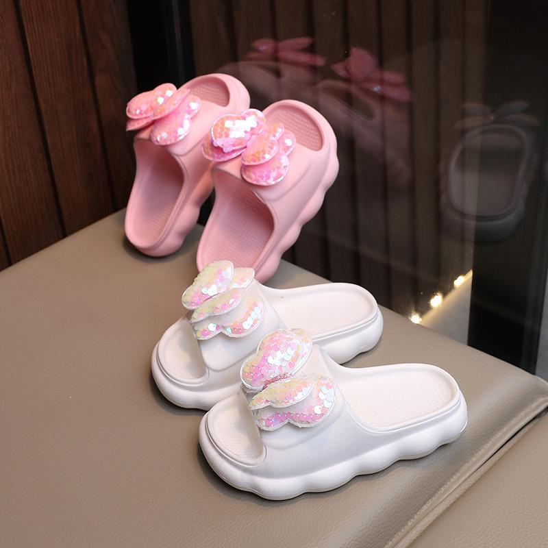 Girls' Soft Sole Non-Slip Bow Slippers for Outdoors - Princess Style