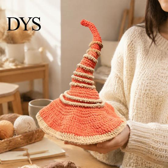 Handmade Gift for Craft Lovers Crochet Twisted Witch Hat DIY Kit, Fall Halloween Patterns Kit Adults, Autumn Party Decor Decoration