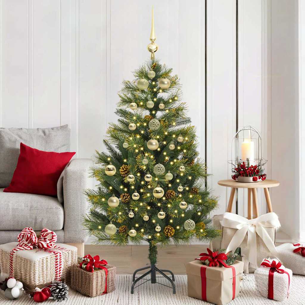 vidaXL Artificial Foldable Christmas Tree with Pine Cones 150 cm