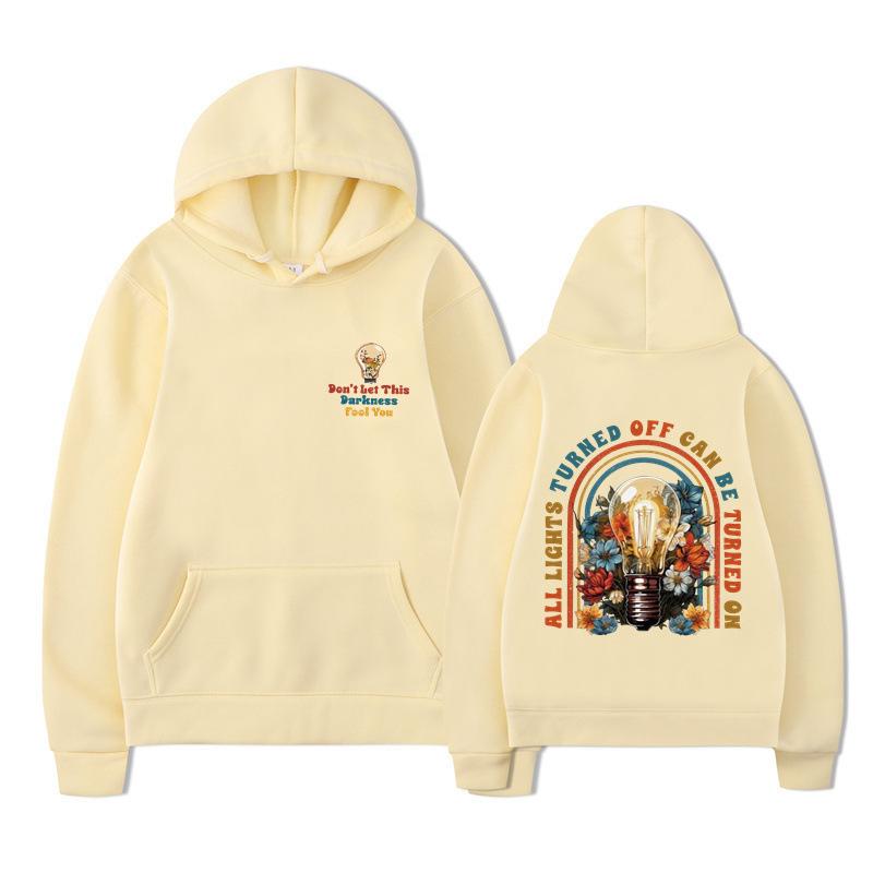 Don't Let This Darkness Fool You Bright Light Bulb Printed Men's Women's Fashion Casual Loose Comfortable Hoodie