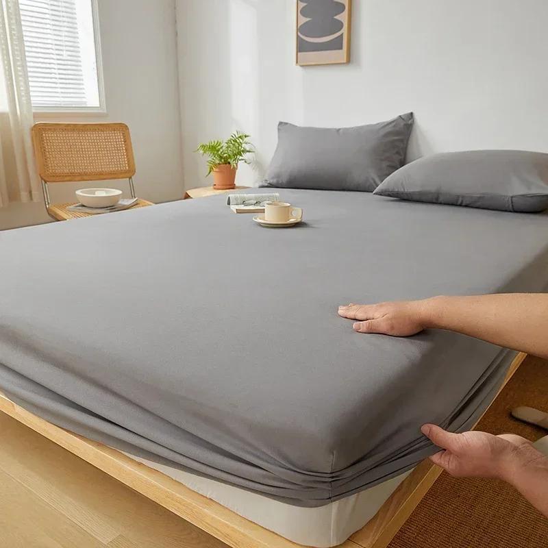Cotton Fitted Sheet with Elastic Band Non Slip Adjustable Mattress Cover Suitable for King Size Bed Bedding Sheets for Bed