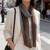 Women Silk Scarf Vintage Elegant Striped Double Sided Print Neck Wrap for Professional Occasions