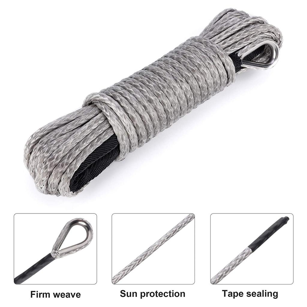 Winch Rope 15m Cable 7700lbs Nylon Trailer Recovery Towing Strap for SUV ATV UTV