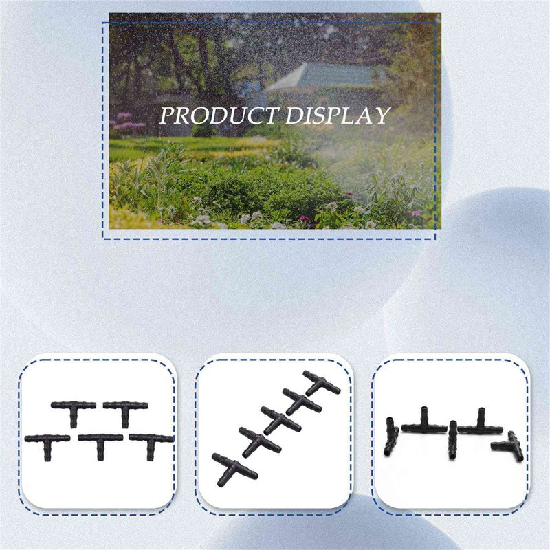 50PCS Universal Barbed Tee Fittings Barbed Connectors Garden Drip Irrigation Joint for 4/7mm Water Tube Watering System