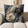 Home Decor Marble Pattern With Rose & Butterfly Pillow Pattern Cushion Cover Suitable For Sofa Bedroom Car Pillow Cover