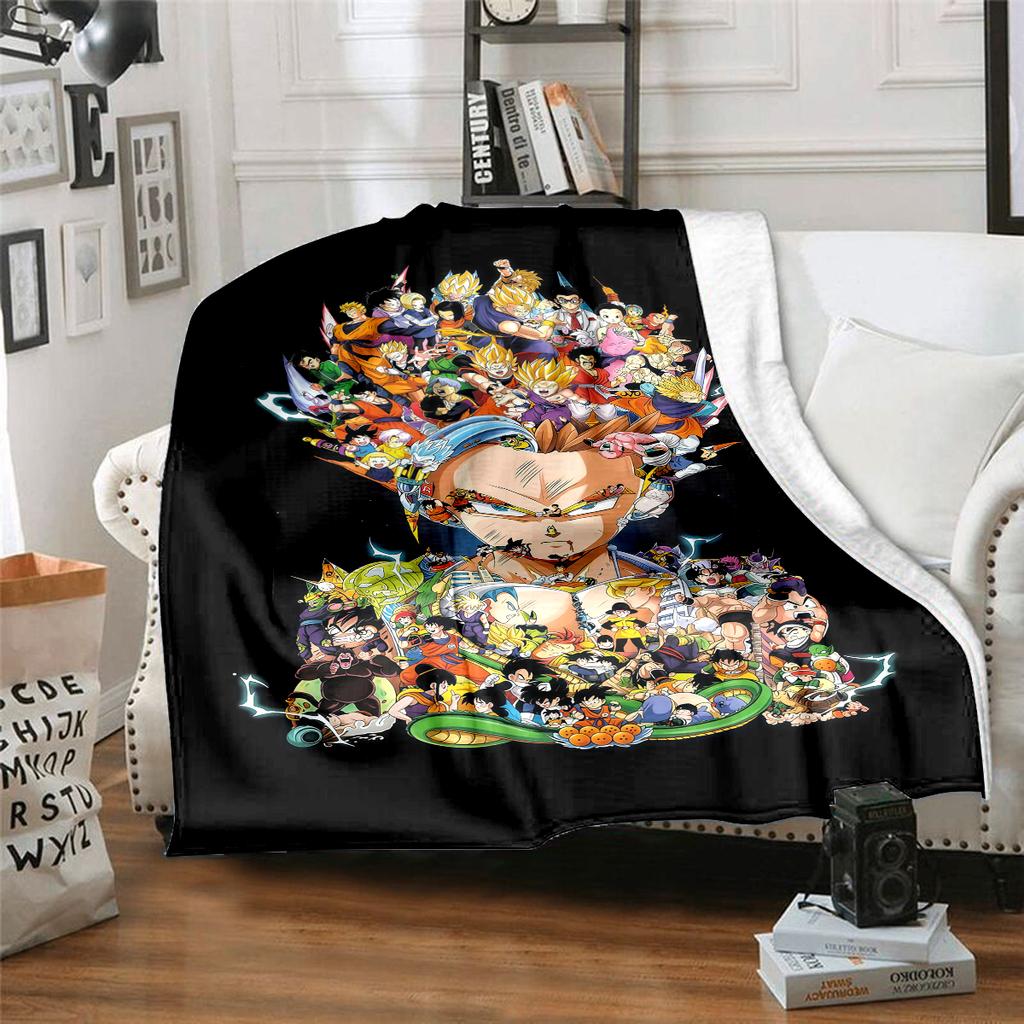 1pz Coperta in Flanella con Stampa Dragon Ball Super, Alta Qualità per Tutte le Stagioni, Decorazione per la Casa, Calore e Comfort, Perfetta per Regali di Natale