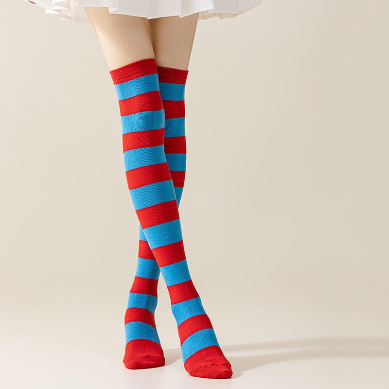 

Женские полосатые хлопковые гольфы до колена в стиле академии - Три полоски, Идеально подходят для танцевальных выступлений OPP packaging