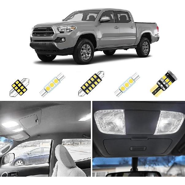 10Pcs Tacoma Interior LED Lights Kit Compatible with Toyota Tacoma 2005- Super Bright 6000K White Interior LED Lights Bulbs Interior LED Kit + 05-23 tacoma Interior Lig