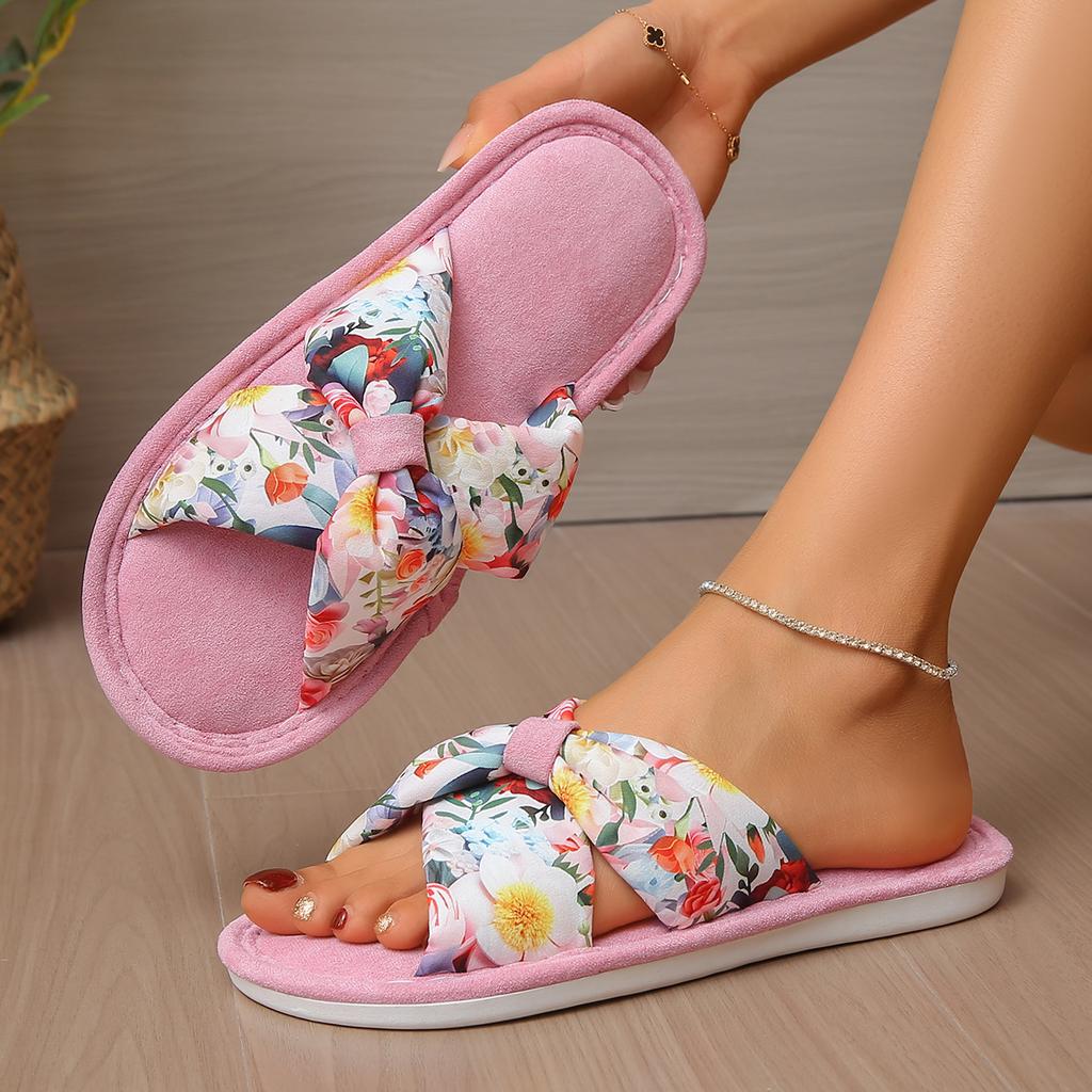 Fashion Indoor Cotton Slippers Women Comfortable Flat Shoes for Women Open Toe Anti-Slip Home Slippers Slides Women Zapatos De Mujer