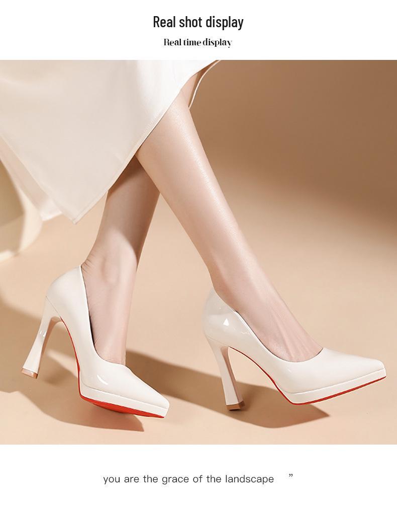 Women's Waterproof Platform Pointed Toe Stiletto High Heels - Professional Bridesmaid Banquet Shoes