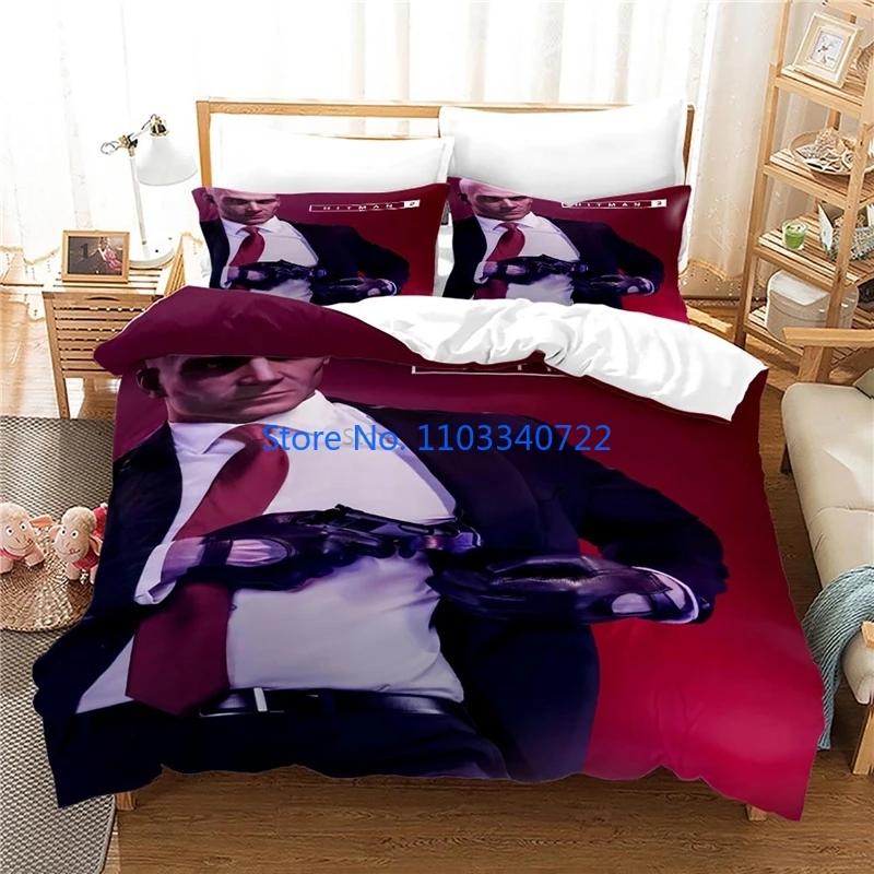 Hitman Killer 3D Bettwäsche-Set Druck Bettbezug-Set 3D-Druck Bettdeckenbezug Bettzeug für Jungen Mädchen Bettwäsche-Sets Schlafzimmerdekor
