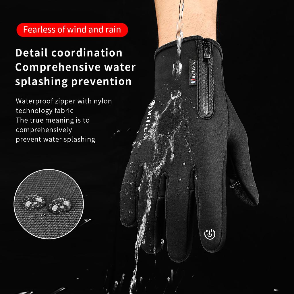 Winter Warme Outdoor Reiten Fahrrad Angeln Polar Fleece Handschuhe Freiliegende Zwei-Finger Touchscreen Rutschfest Wasserdicht Radhandschuh