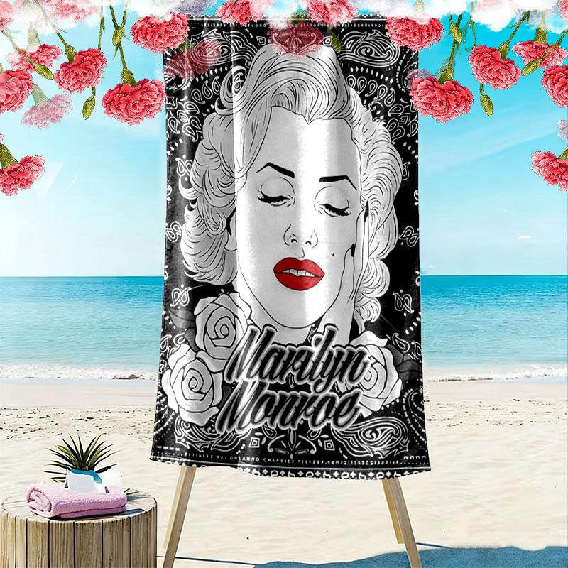 Marilyn Monroe Print Beach Towel, Large Soft Quick Dry Towel for Beach Camping Swimming