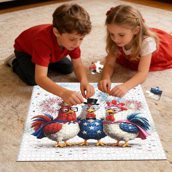 1000Pcs/Set Cheerful Chicken Jigsaw Puzzle Chick Family Puzzle Challenge Game Educational Paper Puzzle Toy Holiday Home Decoration