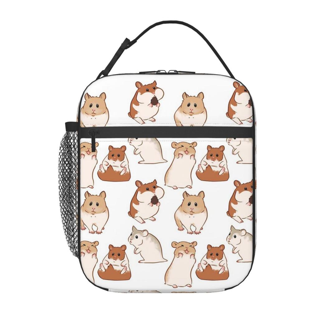 Cute Hamster Pattern Insulated Lunch Bag for Women Children Portable Food Boxes Thermal Lunch Box Tote