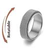 Neutral Stainless Steel Fidget Ring Grid Shaped Rotating Minimalist Jewelry for Relieving Stress and Anxiety Gifts