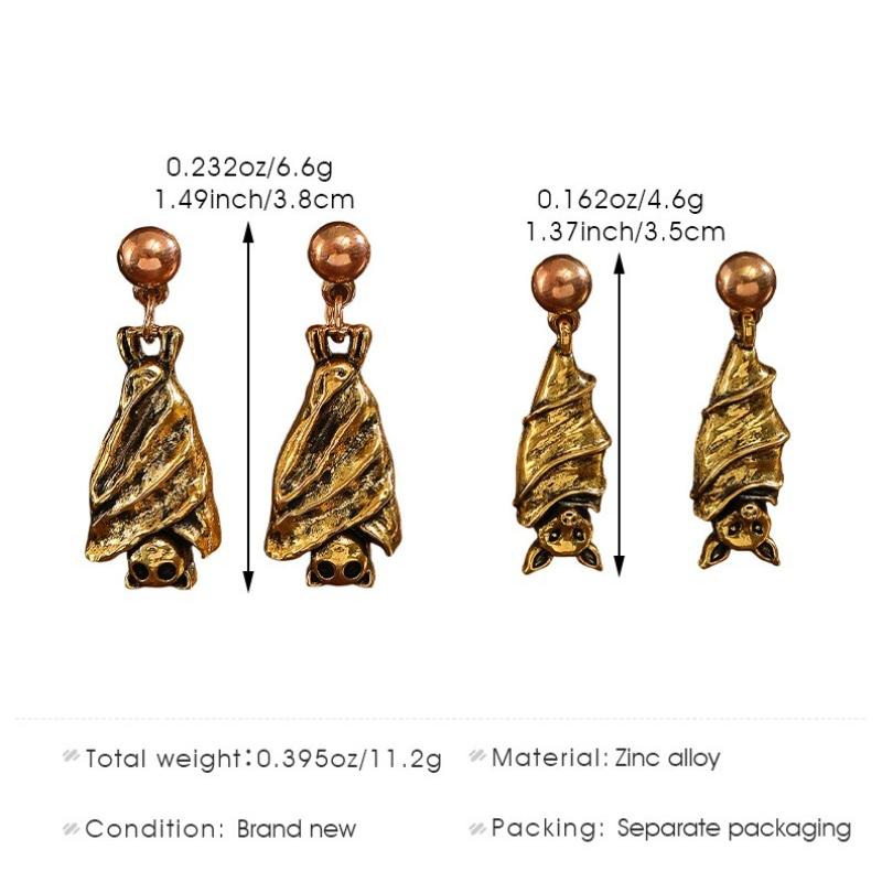 Boucle d'oreille puce chauve-souris inversée style rétro sombre pour femmes bijoux de mode accessoires minimalistes Halloween